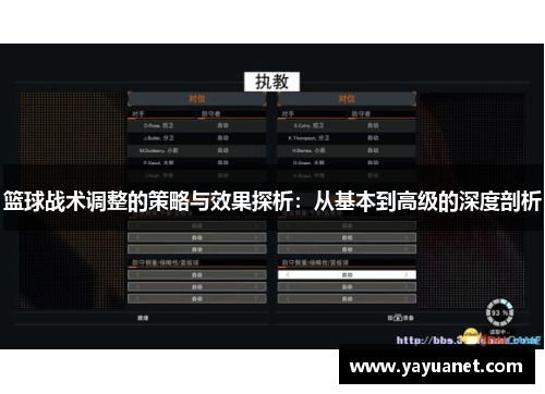篮球战术调整的策略与效果探析：从基本到高级的深度剖析